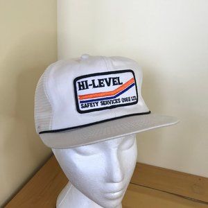 Hi-Level Safety Services White Canvas Trucker Hat Vintage Snapback Mesh Back Cap